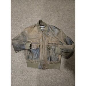 Adventure Bound Leather Bomber Jacket Mens L Brown Distressed Vintage Aviator